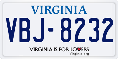 VA license plate VBJ8232