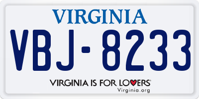 VA license plate VBJ8233