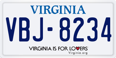 VA license plate VBJ8234