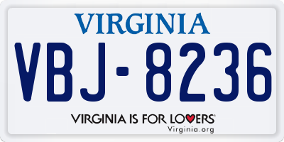 VA license plate VBJ8236