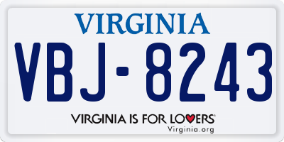VA license plate VBJ8243