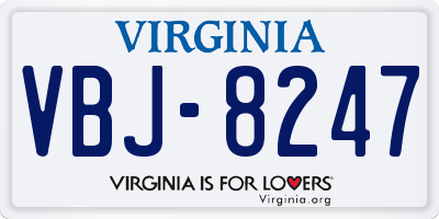 VA license plate VBJ8247
