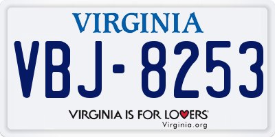 VA license plate VBJ8253