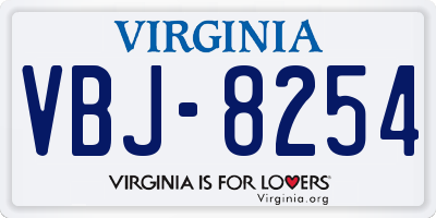 VA license plate VBJ8254