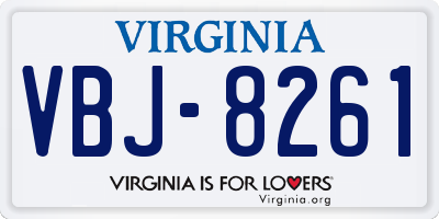 VA license plate VBJ8261