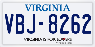 VA license plate VBJ8262