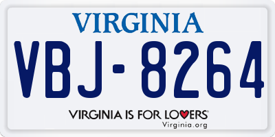 VA license plate VBJ8264