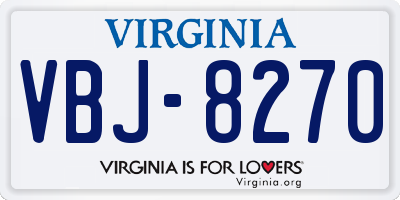 VA license plate VBJ8270