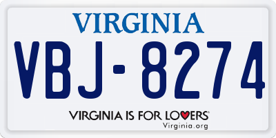 VA license plate VBJ8274
