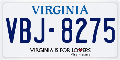VA license plate VBJ8275