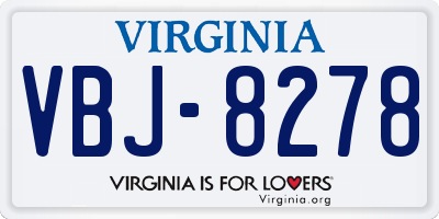 VA license plate VBJ8278