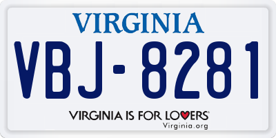 VA license plate VBJ8281