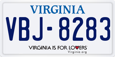 VA license plate VBJ8283
