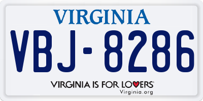 VA license plate VBJ8286