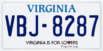 VA license plate VBJ8287