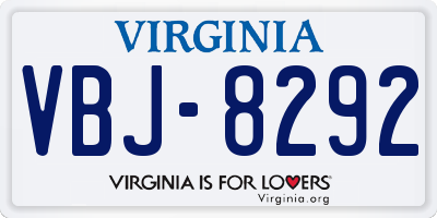 VA license plate VBJ8292