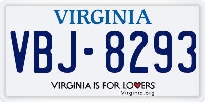 VA license plate VBJ8293