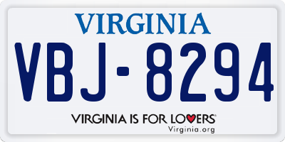 VA license plate VBJ8294
