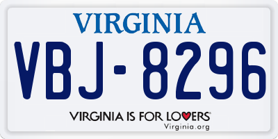 VA license plate VBJ8296
