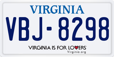VA license plate VBJ8298