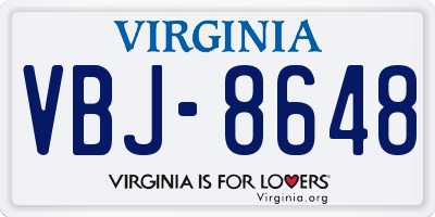 VA license plate VBJ8648
