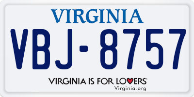 VA license plate VBJ8757