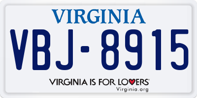 VA license plate VBJ8915