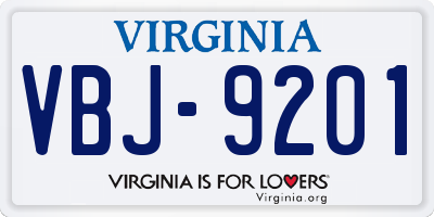 VA license plate VBJ9201