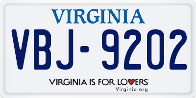 VA license plate VBJ9202