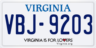 VA license plate VBJ9203
