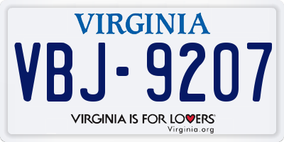 VA license plate VBJ9207