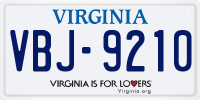 VA license plate VBJ9210