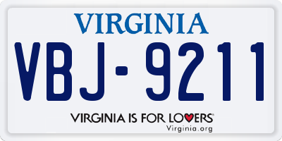 VA license plate VBJ9211