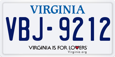 VA license plate VBJ9212