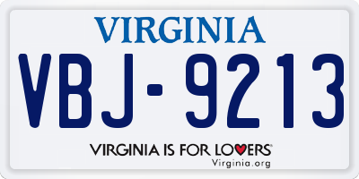 VA license plate VBJ9213