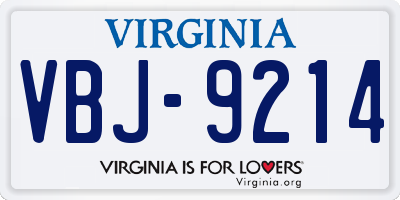 VA license plate VBJ9214