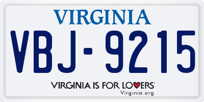 VA license plate VBJ9215