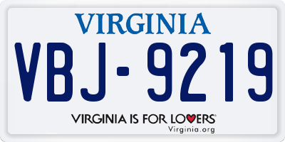 VA license plate VBJ9219