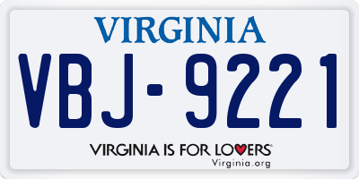 VA license plate VBJ9221