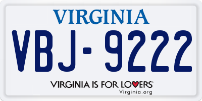 VA license plate VBJ9222