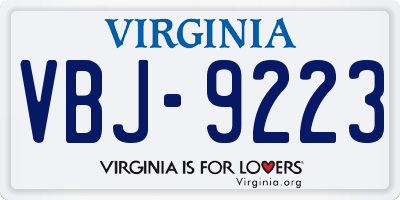VA license plate VBJ9223