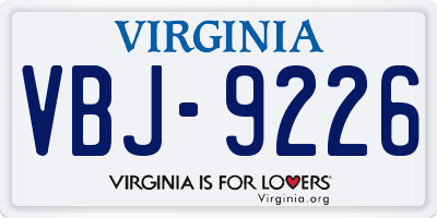 VA license plate VBJ9226