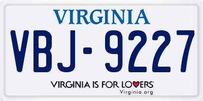 VA license plate VBJ9227