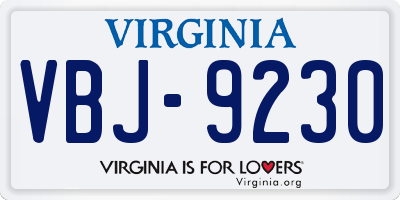 VA license plate VBJ9230
