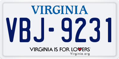VA license plate VBJ9231
