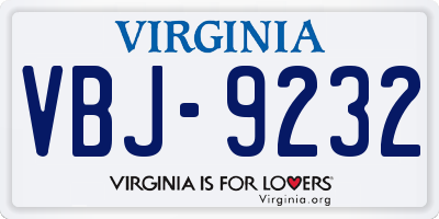 VA license plate VBJ9232