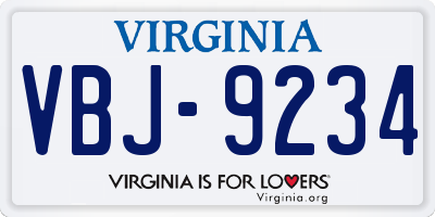 VA license plate VBJ9234