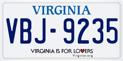 VA license plate VBJ9235