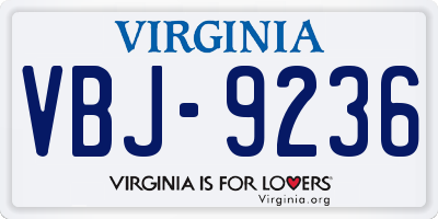 VA license plate VBJ9236