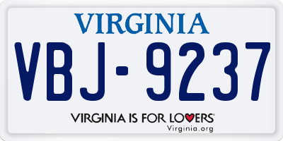 VA license plate VBJ9237